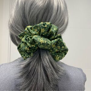 Women's Christmas Hair Scrunchie. Christmas Print. Multicolor . Medium. Holiday.
